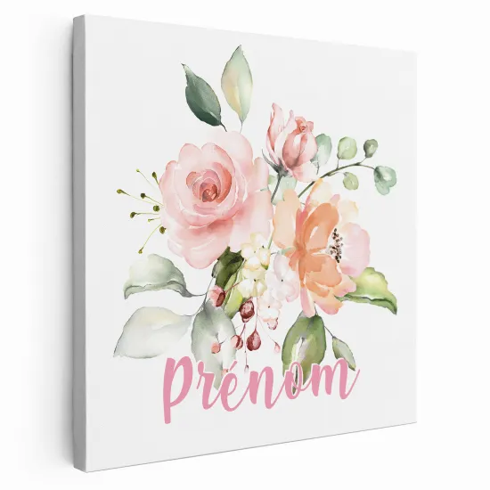 Personalized children's canvas print with name - Flowers