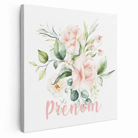 Personalized children's canvas print with name - Flowers
