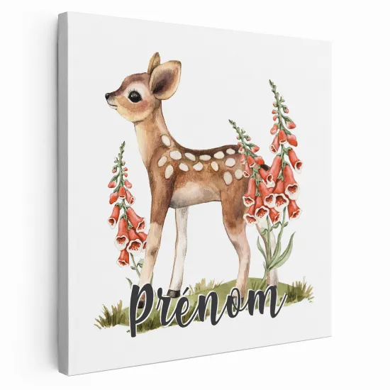 Personalized children's canvas print with name - Fawn