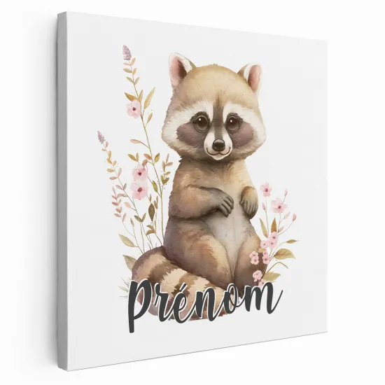 Personalized children's canvas print with name - Raccoon