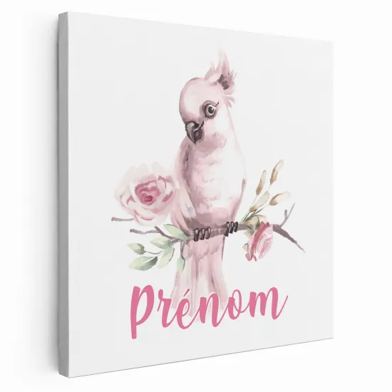 Tableau toile enfants personnalisée avec prénom - Perroquet