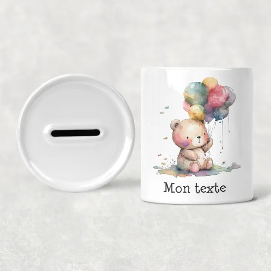 Hucha para niños personalizada - Infantil - Osito globos