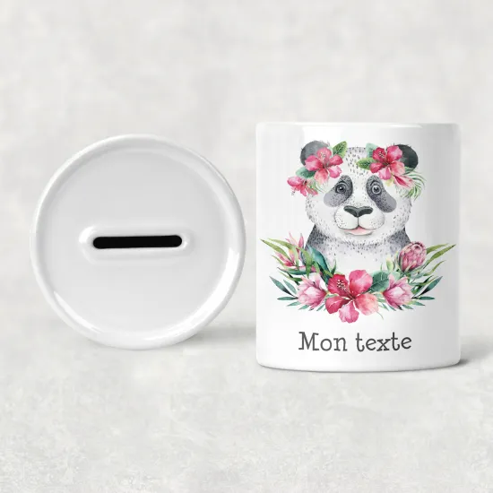 Hucha para niños personalizada - Infantil - Panda Flores