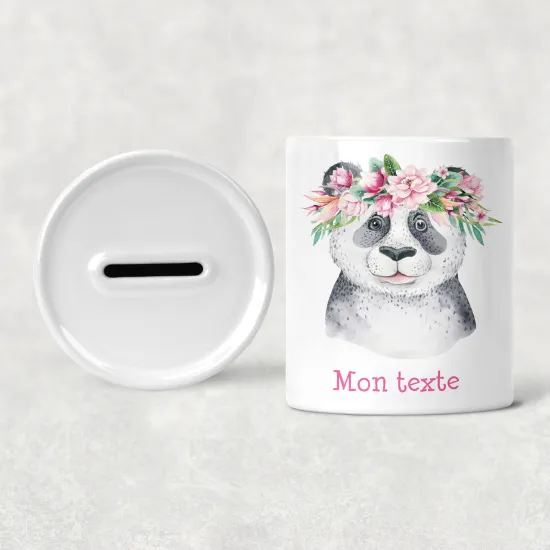 Hucha para niños personalizada - Infantil - Panda Flores