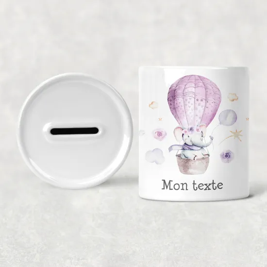 Hucha para niños personalizada - Infantil - Elefante Montgolfiera