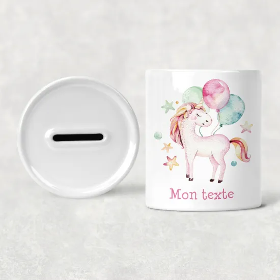 Hucha para niños personalizada - Infantil - Globos de Unicornio