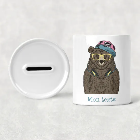 Personalized Kids / Children's Piggy Bank - Bear Music
