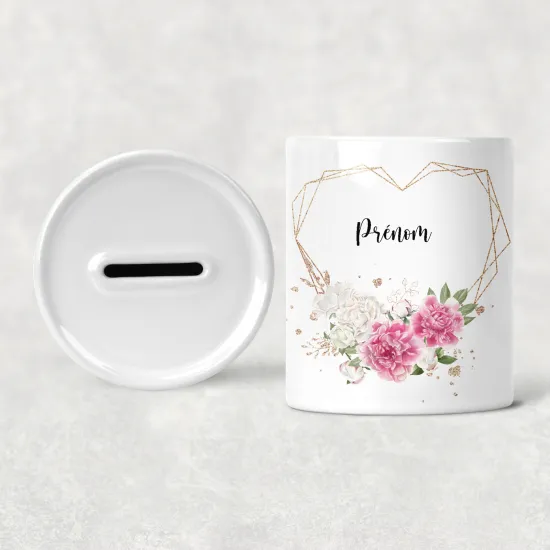 Personalized Kids / Children's Piggy Bank - Flowers