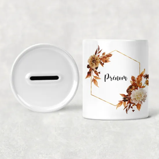 Personalized Kids / Children's Piggy Bank - Flowers