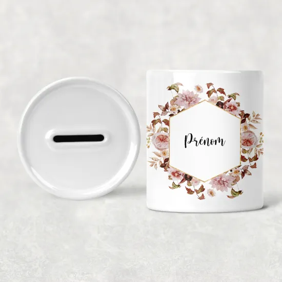 Personalized Kids / Children's Piggy Bank - Flowers