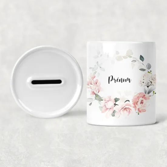 Personalized Kids / Children's Piggy Bank - Flowers
