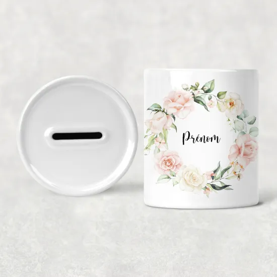 Personalized Kids / Children's Piggy Bank - Flowers