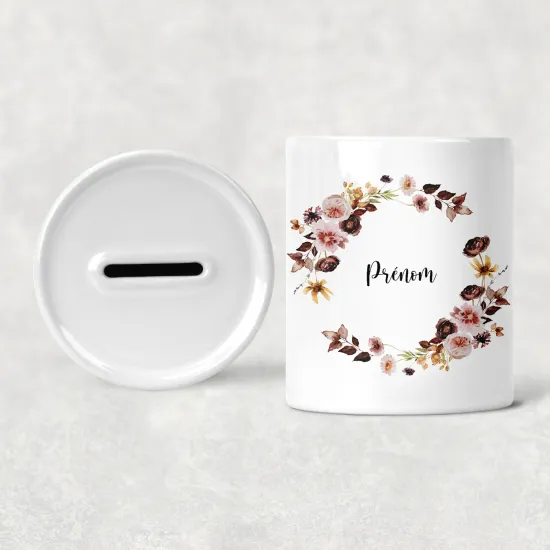 Personalized Kids / Children's Piggy Bank - Flowers