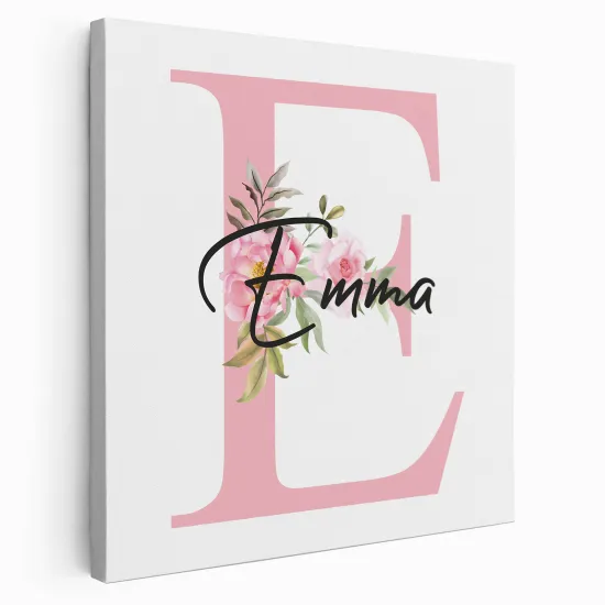 Tableau Toile Monogramme Carré - Lettre E