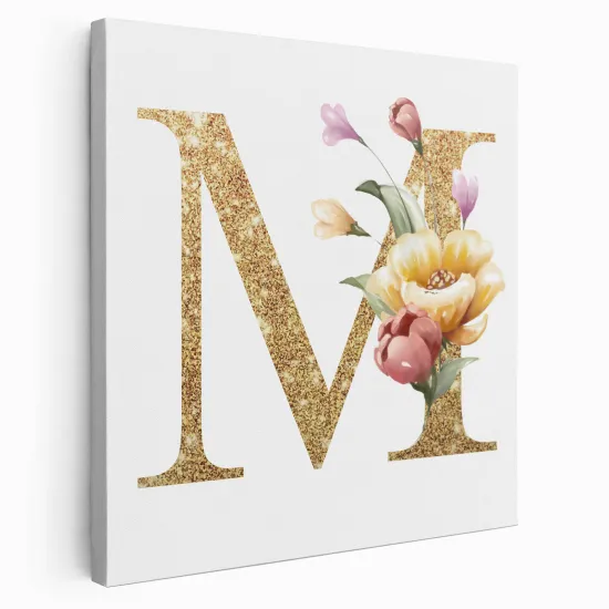 Tableau Toile Monogramme Carré - Lettre M