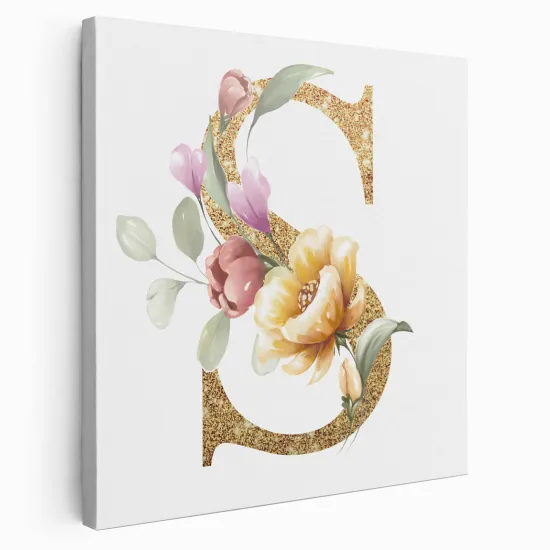 Tableau Toile Monogramme Carré - Lettre S