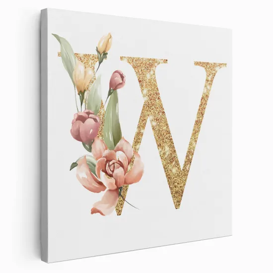 Tableau Toile Monogramme Carré - Lettre W