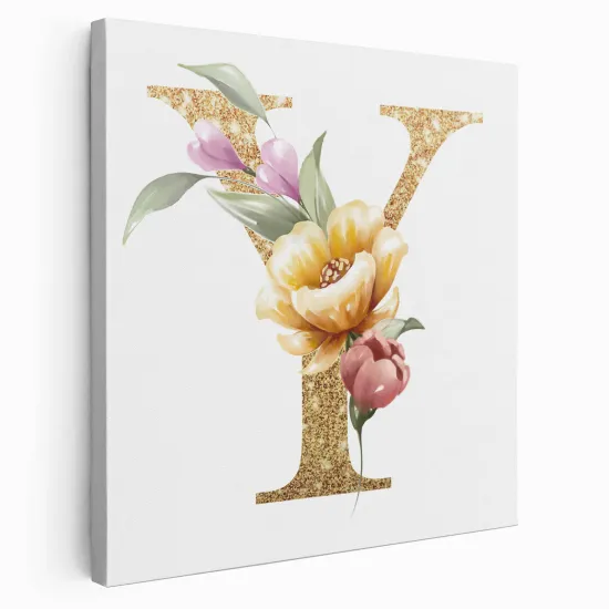 Tableau Toile Monogramme Carré - Lettre Y