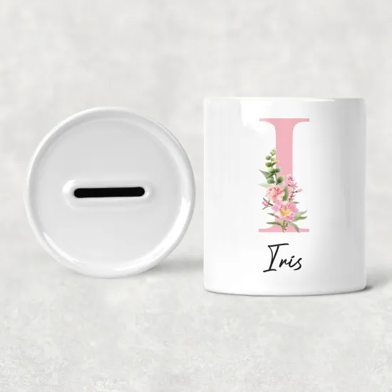 Personalized Monogram Kids / Children's Piggy Bank - I