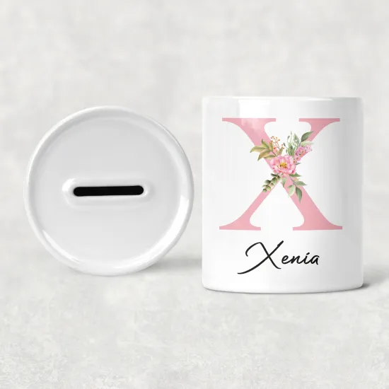 Personalized Monogram Kids / Children's Piggy Bank - X