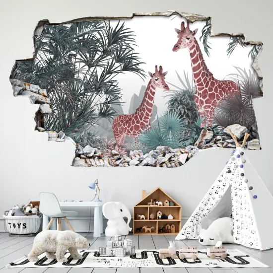 Hole In The Wall Sticker - Optical illusions - Giraffe
