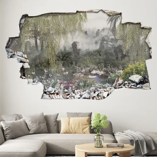 Hole In The Wall Sticker - Optical illusions - Tropical Forest