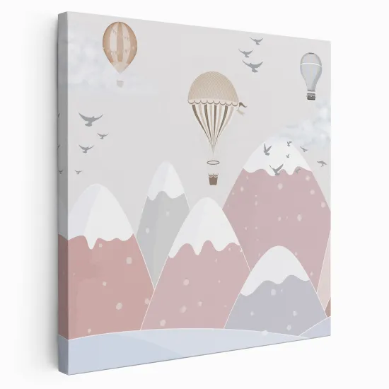 Canvas Print for Kids - Hot Air Balloon Mountains