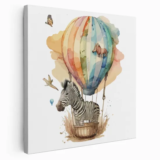Leinwandbild für Kinderzimmer - Zebra Heißluftballon
