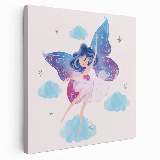 Tableau toile Enfants Carré - Fée Papillons