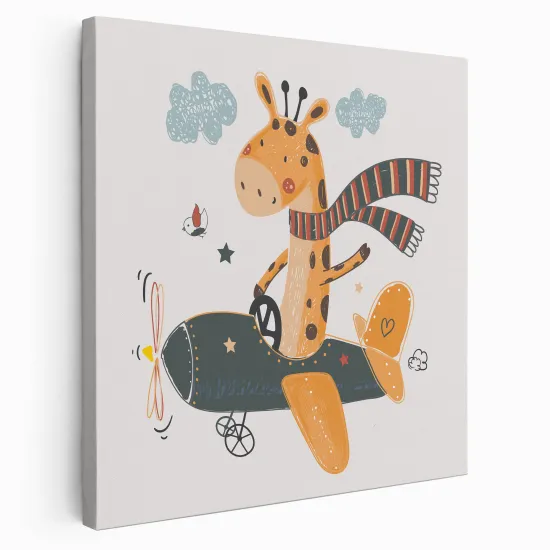 Canvas Print for Kids - Giraffe Plane