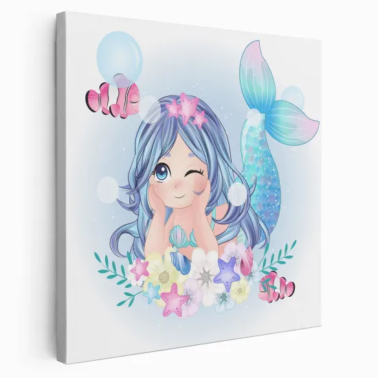 Tableau toile Enfants Carré - Sirène Océan