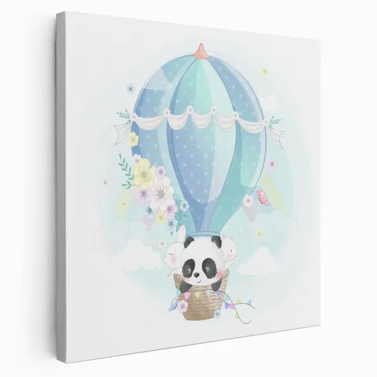 Canvas Print for Kids - Panda Hot Air Balloon