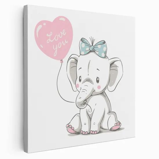 Canvas Print for Kids - Elephant Heart Love You