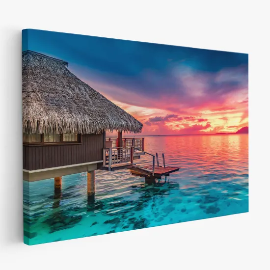 Tableau toile - Paradisiaque bungalow flottant