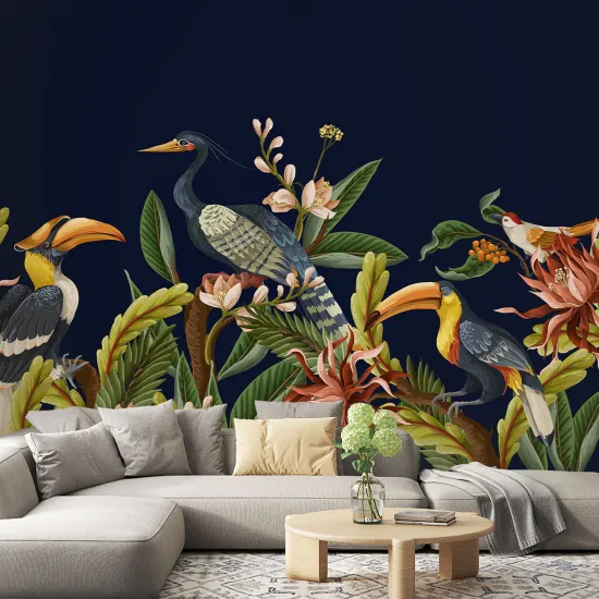 Papier peint panoramique - Fleurs Oiseaux