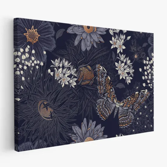 Leinwandbild - Blumen Schmetterlinge