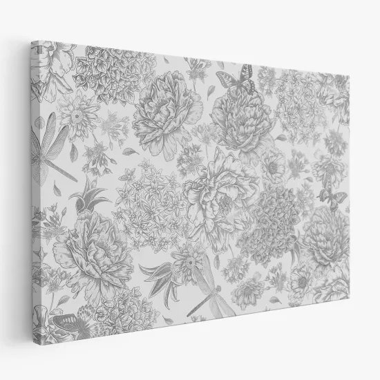 Leinwandbild - Blumen Schmetterlinge