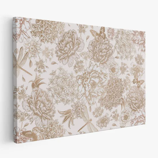 Leinwandbild - Blumen Schmetterlinge