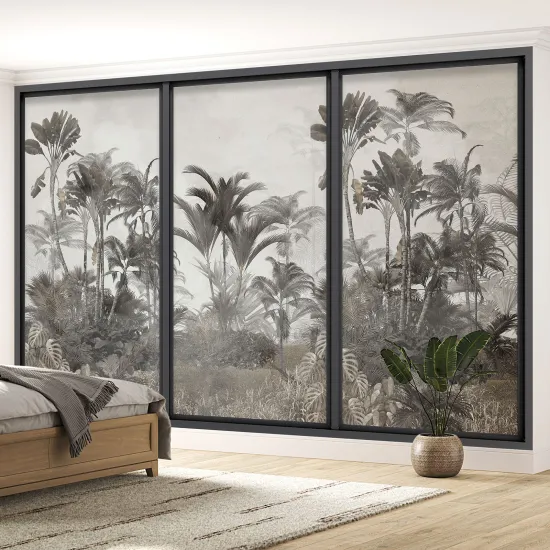 Optical Illusion Panoramic Bay Window Wall Mural / Wallpaper - Jungle