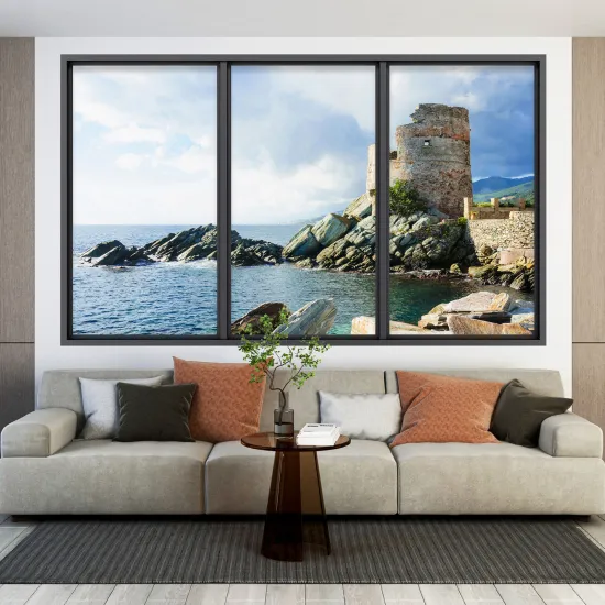 Optical Illusions Window Wall Sticker - Genoese Tower