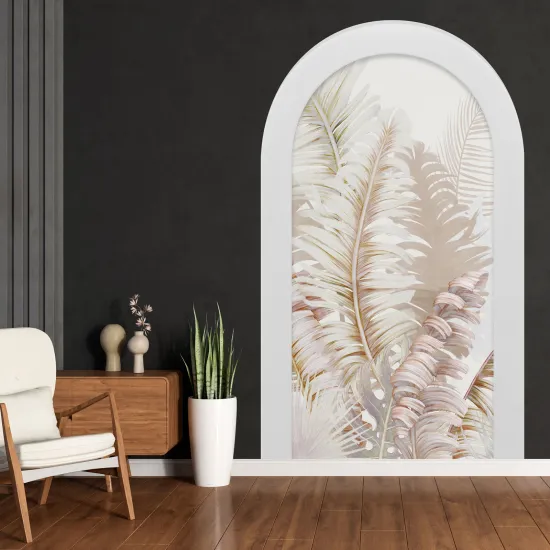 Stickers Trompe l'œil Arche - Voute - Feuilles Tropicales