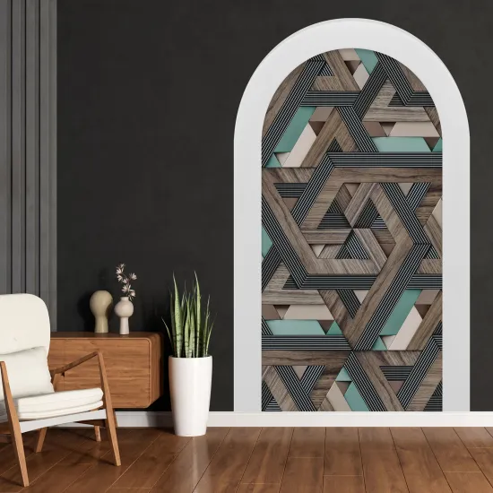 3D Wandtattoo - Optische Täuschung - Geometrisches Holz
