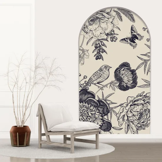 Optical Illusions Arch Wall Sticker - Bird Flowers