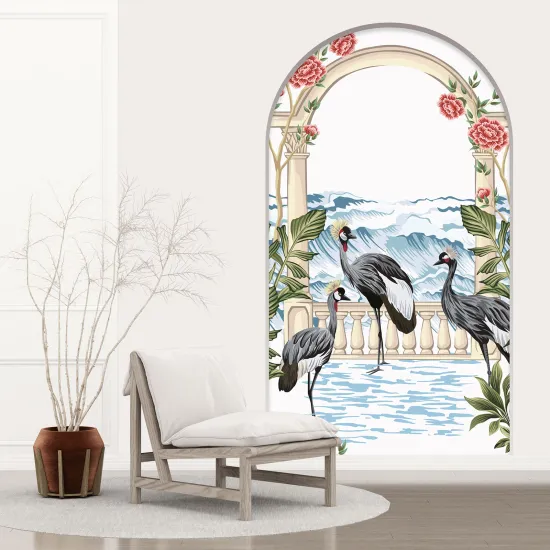 Stickers Trompe l'œil Arche - Voute - Oiseaux