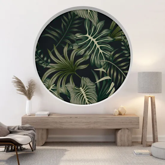 Stickers Trompe l'œil Arche ronde - Feuilles Tropicales