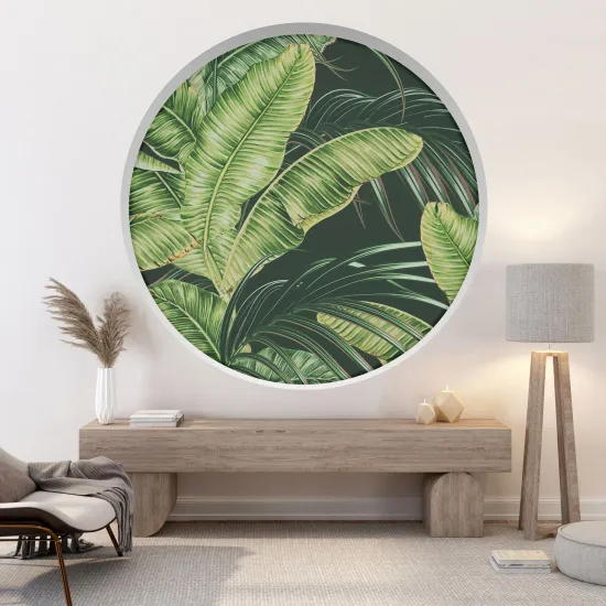 Stickers Trompe l'œil Arche ronde - Feuilles