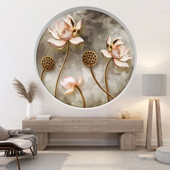 Stickers Trompe l'œil Arche ronde - Fleurs