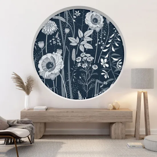 Stickers Trompe l'œil Arche ronde - Fleurs