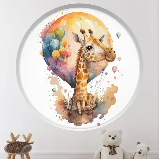 Optical Illusions Round Arch Wall Sticker for Kids- Balloon giraffe