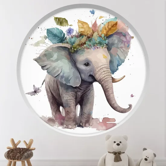Optical Illusions Round Arch Wall Sticker for Kids- Elephant